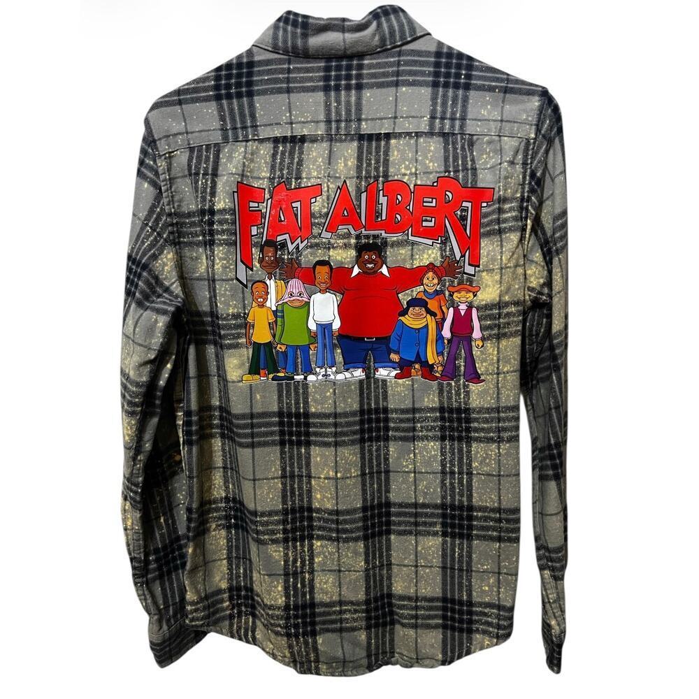 ☀️Upcycled Fat Albert Graphic Flannel Shirt Goodfellow & Co Small